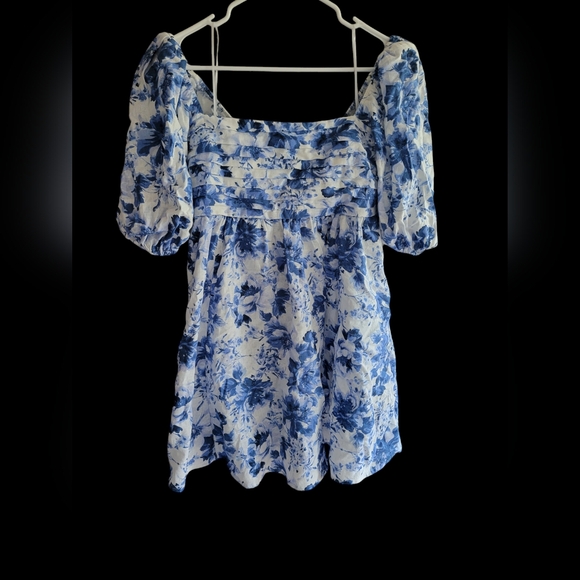 Emerson Poplin Puff Sleeve Mini Dress - Picture 1 of 3